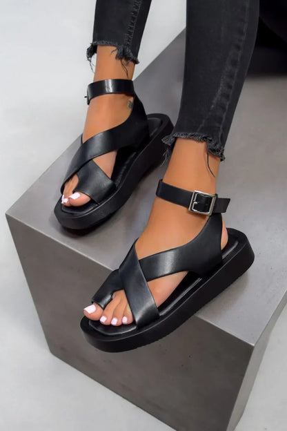 Chic Criss-Cross Ankle Strap Platform Sandals