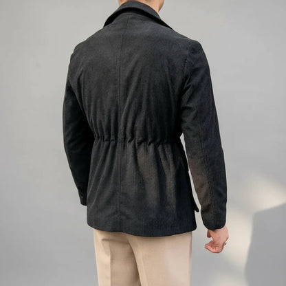 Men's Herringbone Blazer with Gold-Tone Accents