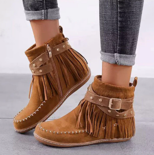 Allison - Stylish Fringe Ankle Boots for Any Occasion