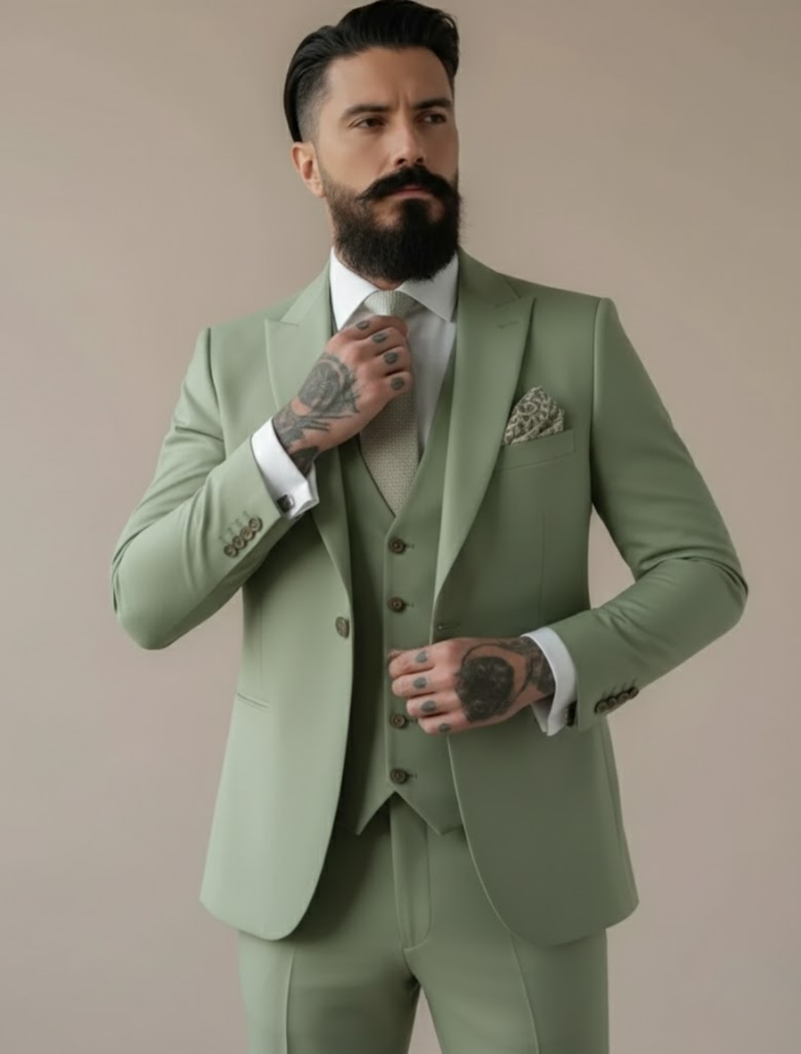 Men’s Slim Fit Three-Piece Suit for Weddings