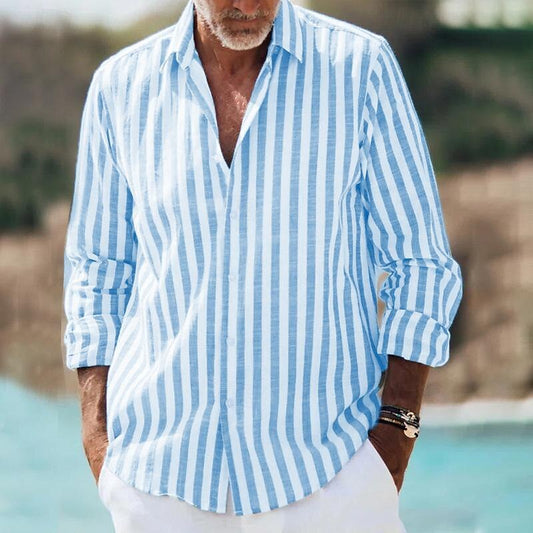 Men's Striped Long Sleeve Shirt for Everyday Wear
