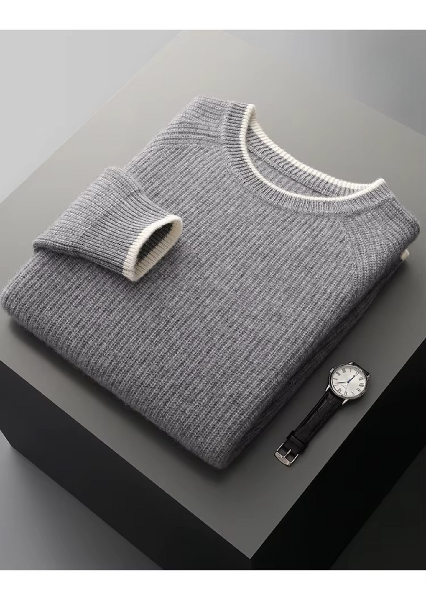 Men's Knitted Crew Neck Sweater for Year-Round Style