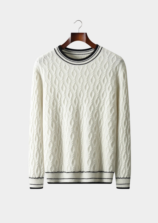 Men's Striped Trim Crew Neck Sweater for All Occasions