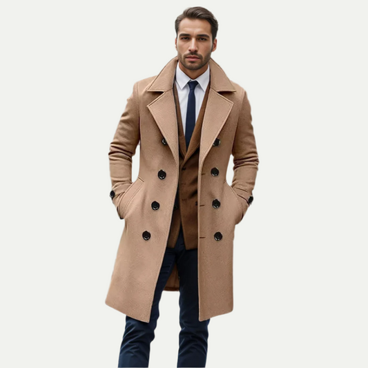 Men's Longline Trench Coat - Italian Style for Any Occasion