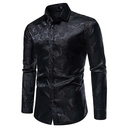 Men's Glossy Long Sleeve Shirt for Events