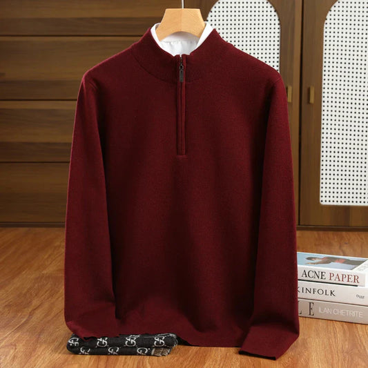 Men's Half-Zip Mock Neck Sweater for Smart Casual Wear