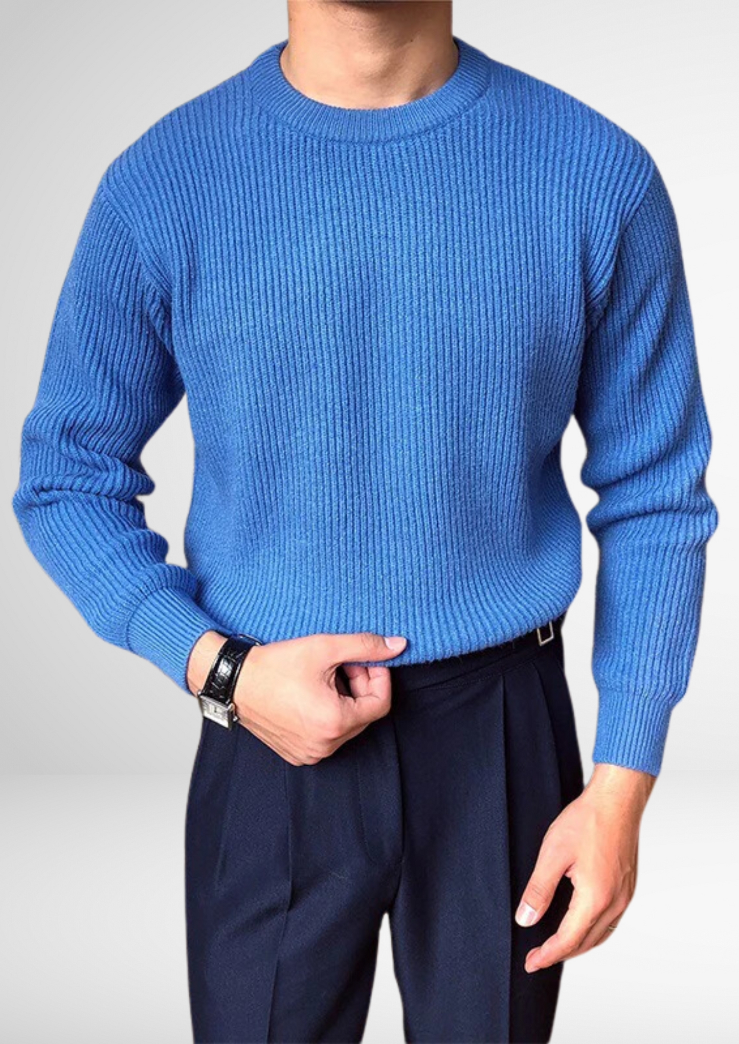 Men’s Crew Neck Knitted Sweater for Year-Round Style