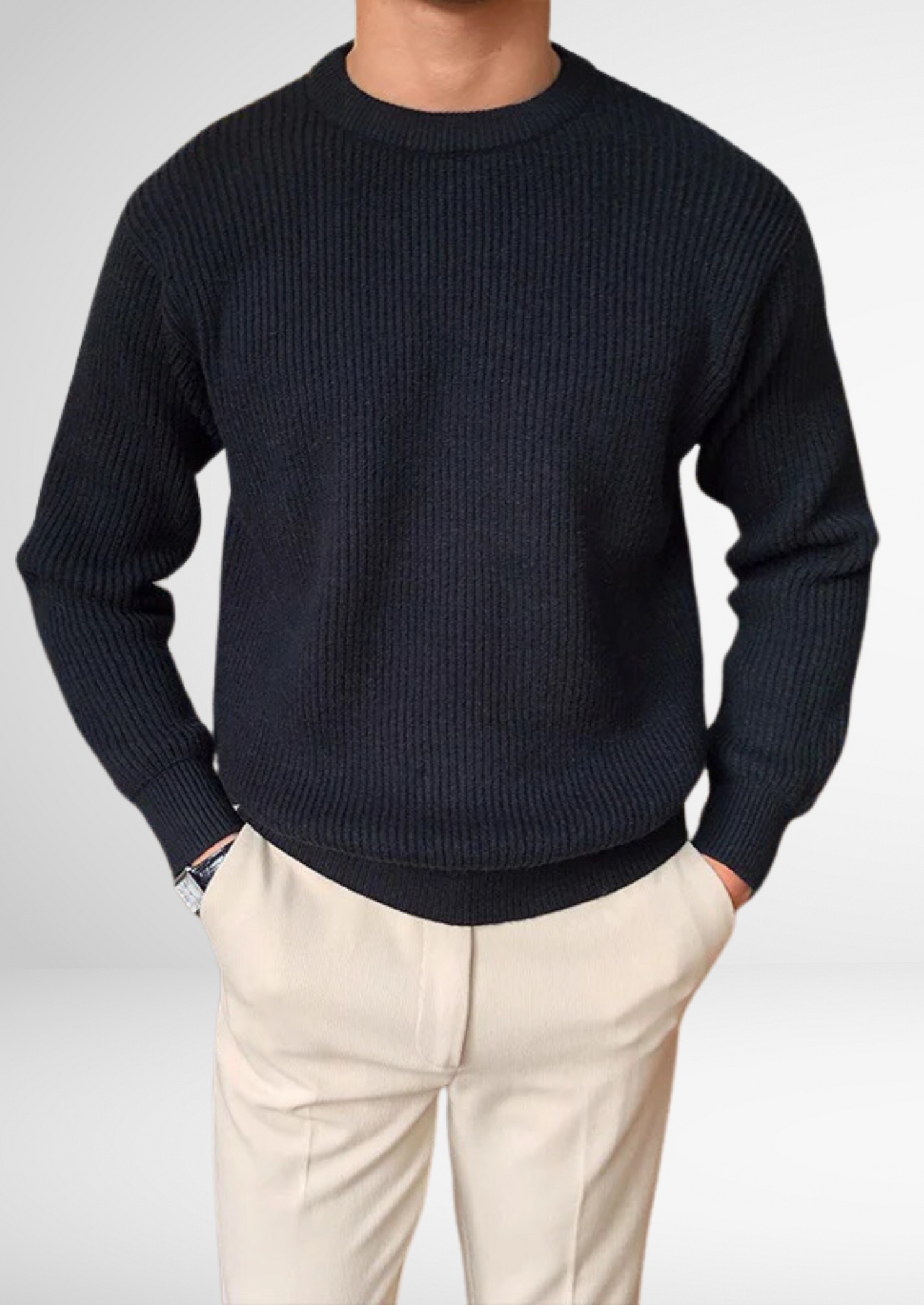 Men’s Crew Neck Knitted Sweater for Year-Round Style