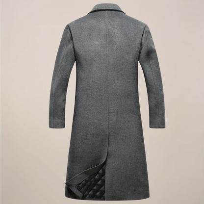 Men’s Classic Lapel Long Overcoat for Fall & Winter Wear