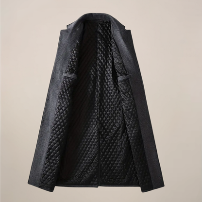 Men’s Classic Lapel Long Overcoat for Fall & Winter Wear