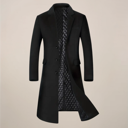 Men’s Classic Lapel Long Overcoat for Fall & Winter Wear