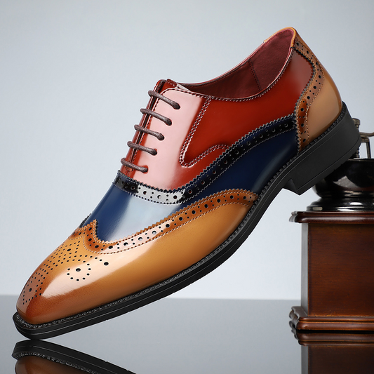 Men's Patent Brogue Dress Shoes – Stylish Wingtip Design for Formal Occasions