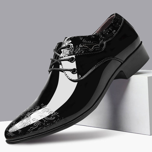 Men’s Patent Derby Shoes – Embossed Elegance for Formal Events