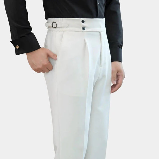 Men's Pleated Trousers with Side-Tab Adjusters for Stylish Occasions