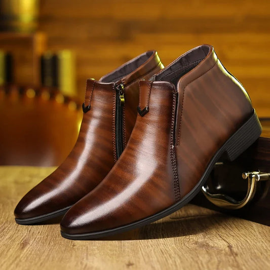 Men's Retro Ankle Boots - Stylish Polished Dress Shoes for Any Occasion