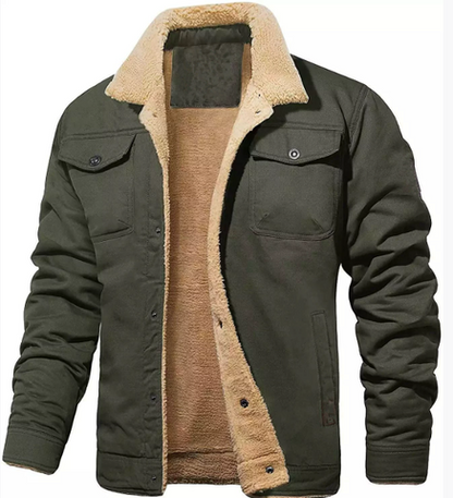 Men's Shearling Collar Jacket for Winter Wear