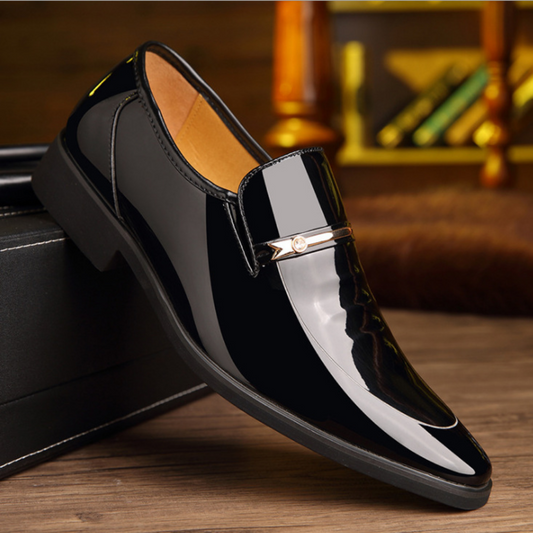 Men's Glossy Slip-On Dress Shoes for Formal Occasions