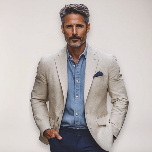 Men's Smart Casual Blazer in Beige, Navy, Blue, and Grey - Ideal for Office and Events