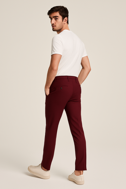 Men’s Classic Flat-Front Trousers for Office Wear