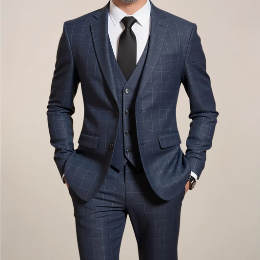 Men’s Three-Piece Slim Fit Suit - Classic Formal Attire for Weddings & Evening Events