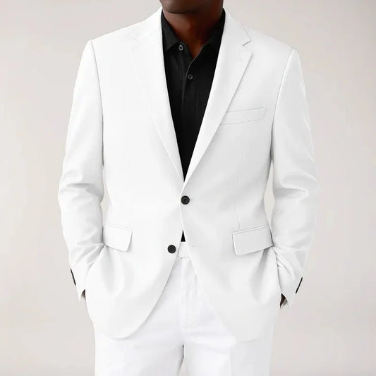 Men’s White Blazer Jacket – Stylish Two-Button Design for Formal Events