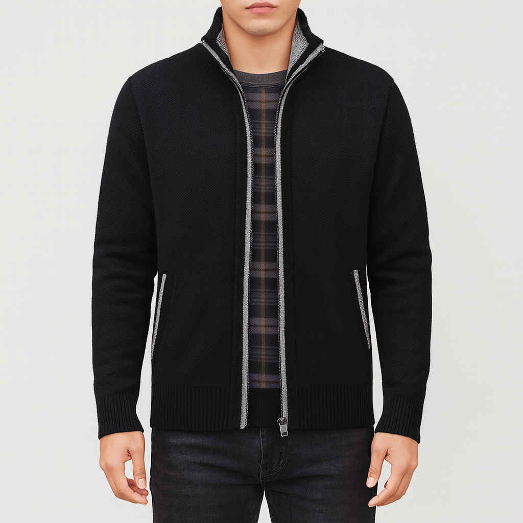 Men’s Zip-Collar Cardigan – Stylish Knit for Any Occasion
