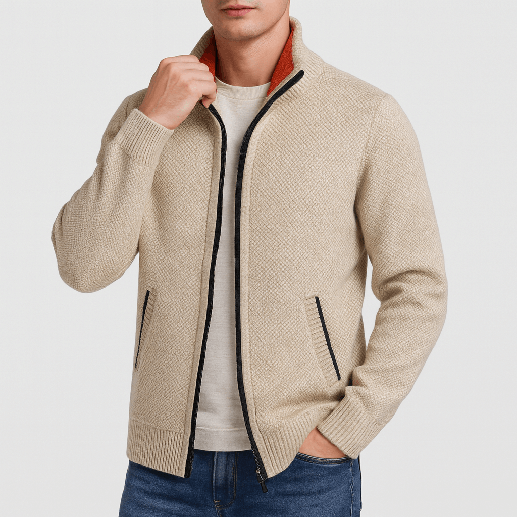 Men’s Zip-Collar Cardigan – Stylish Knit for Any Occasion
