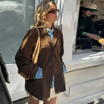 Chic Vintage Suede Blazer for Stylish Occasions