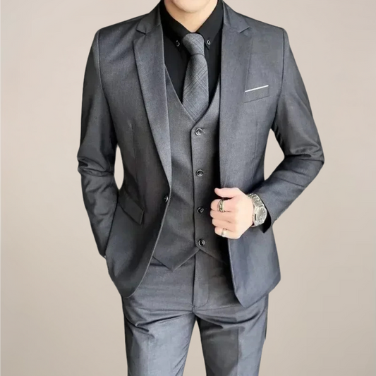 Men's Three-Piece Slim Fit Suit - Ideal for Business Events