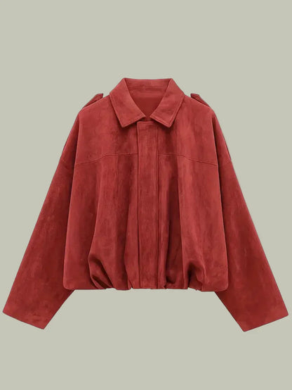 Women’s Oversized Faux Suede Jacket for Chic Style