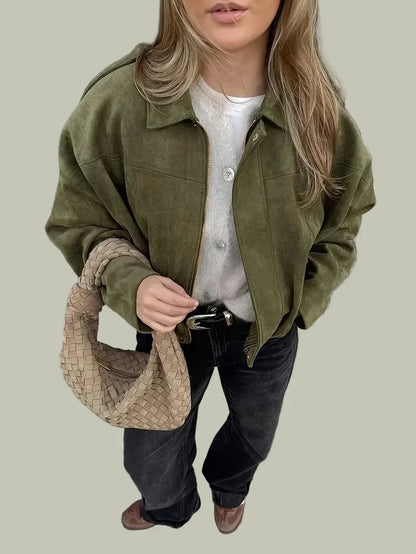 Women’s Oversized Faux Suede Jacket for Chic Style