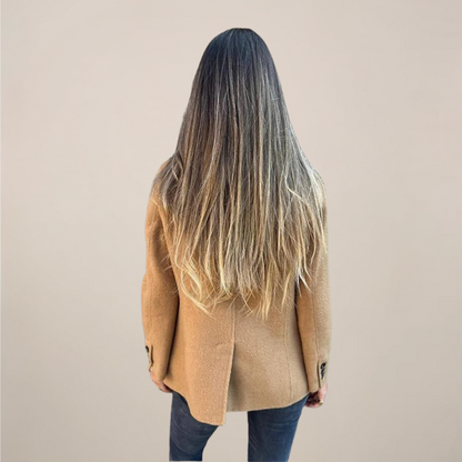 Chic Women's Blazer Jacket - Notch Lapel & Flap Pockets for Work or Events